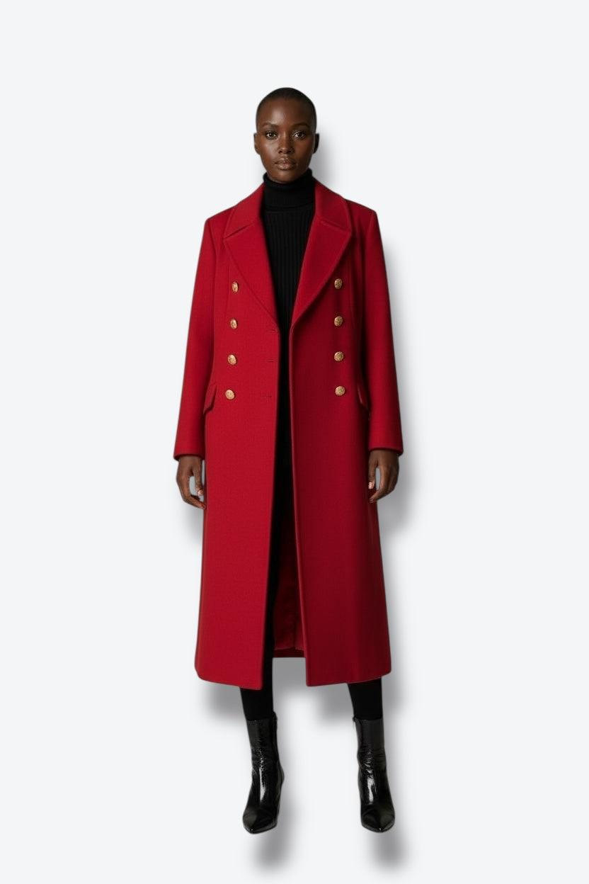 Christian Dior Red Double-Breasted Wool Coat