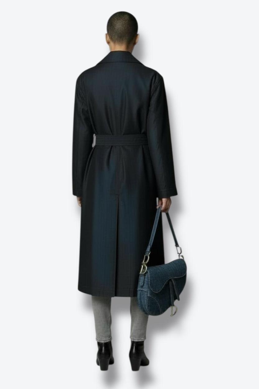1990s Louis Féraud Vintage Navy Trench Coat