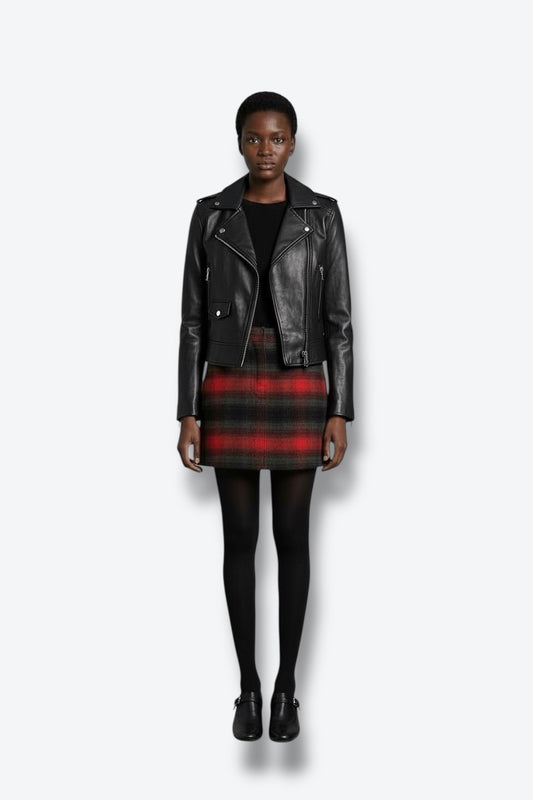 Y2K Dolce & Gabbana Red Flannel and Corduroy Mini Skirt