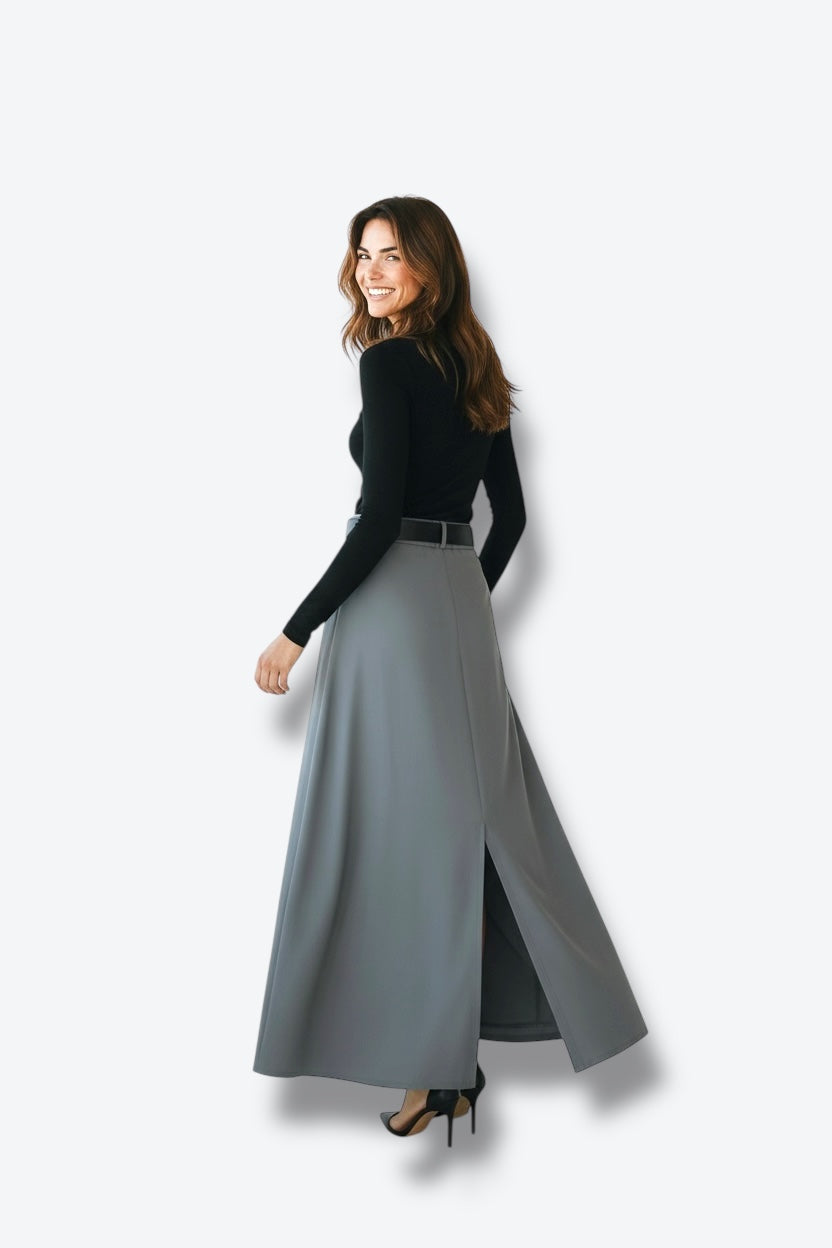 1990s Samsappelle Fluid Gray Silk Skirt