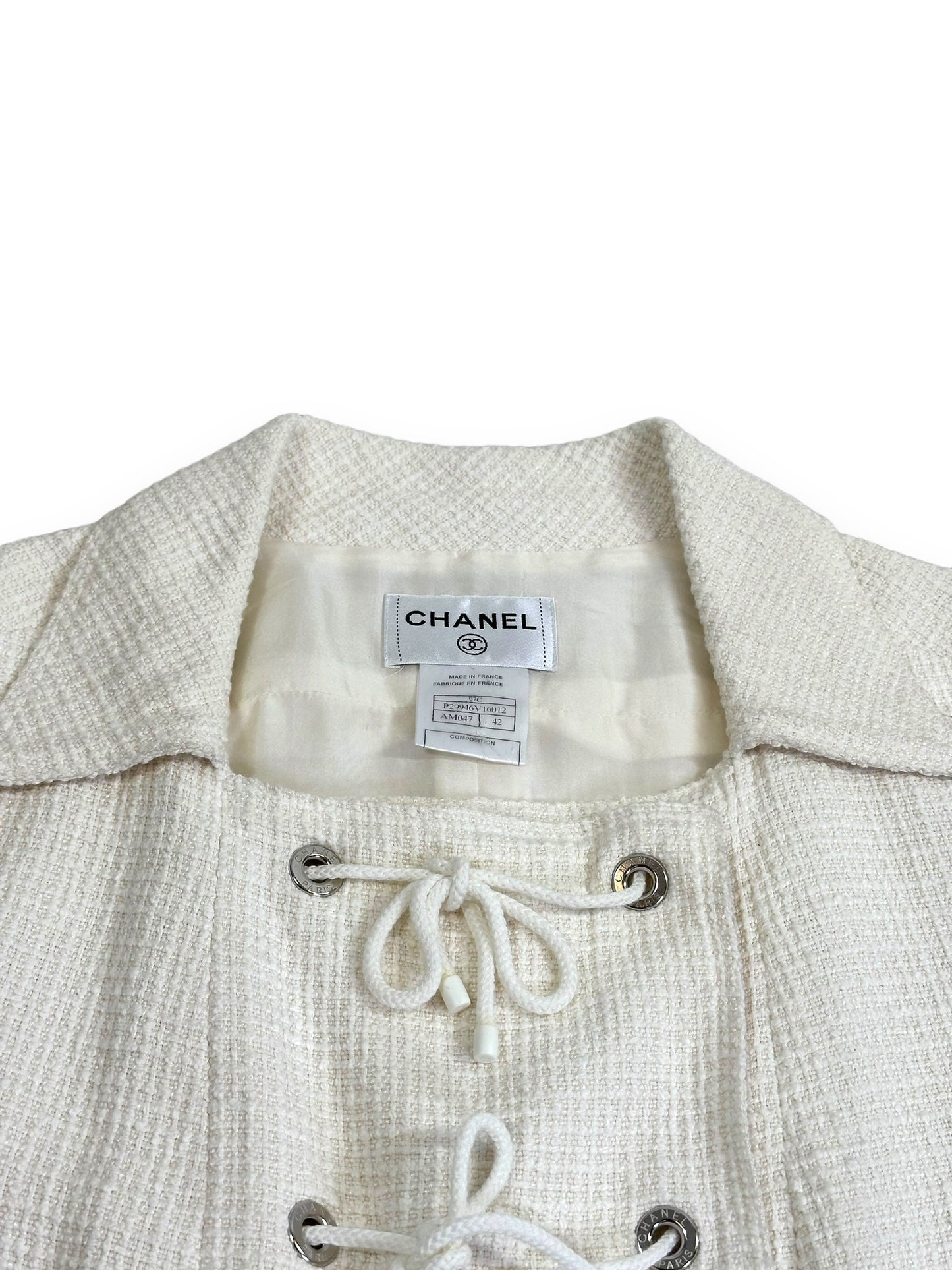 Vintage Chanel White Pocket Dress (P29946V16012)