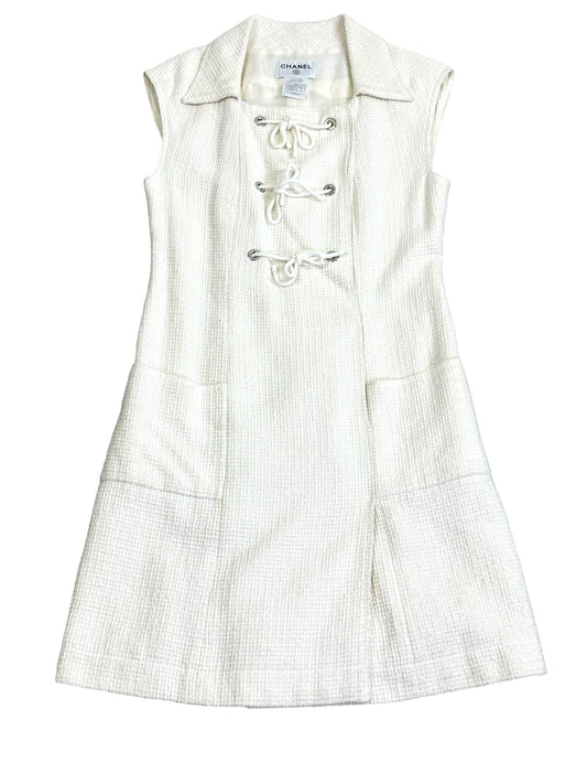 Vintage Chanel White Pocket Dress (P29946V16012)