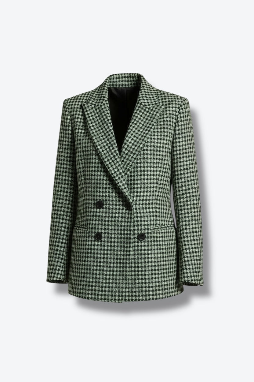 1980s Escada by Margaretha Ley Lime Green and Navy Check Jacket