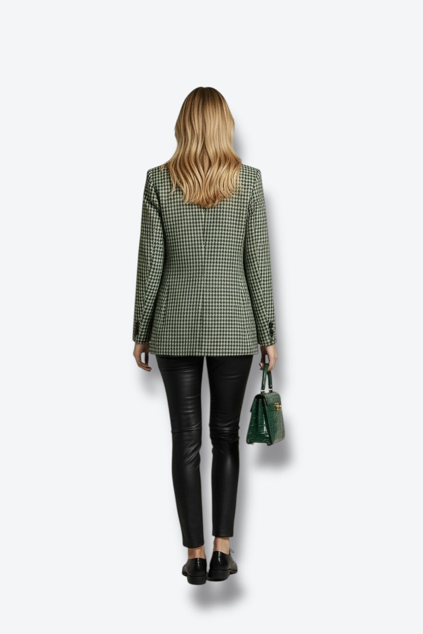 1980s Escada by Margaretha Ley Lime Green and Navy Check Jacket