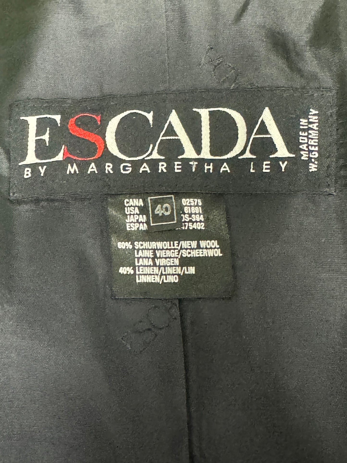 1980s Escada by Margaretha Ley Lime Green and Navy Check Jacket