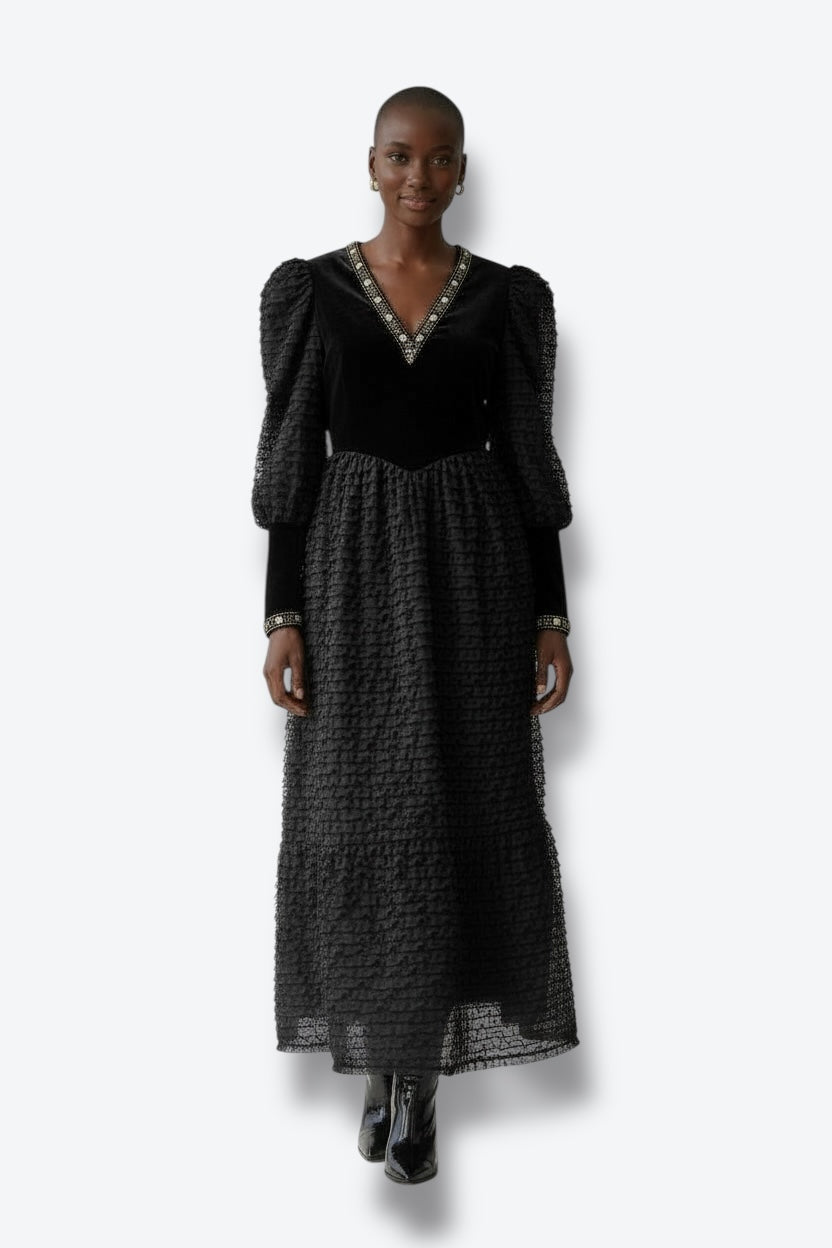 “Pisanti Paris” Lace Ruffle Gem Dress