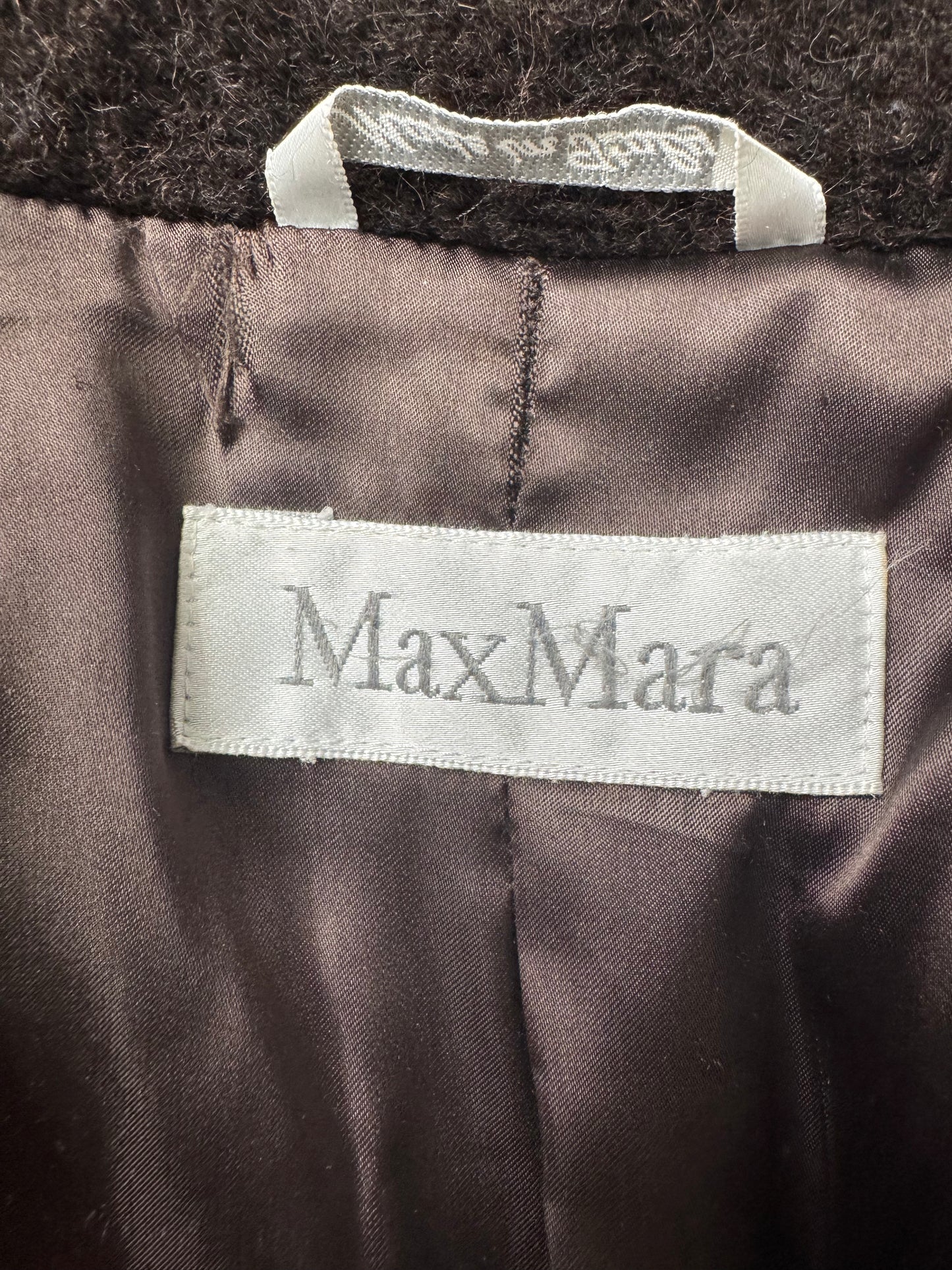 Vintage Max Mara Textured Brown Wool Longline Coat