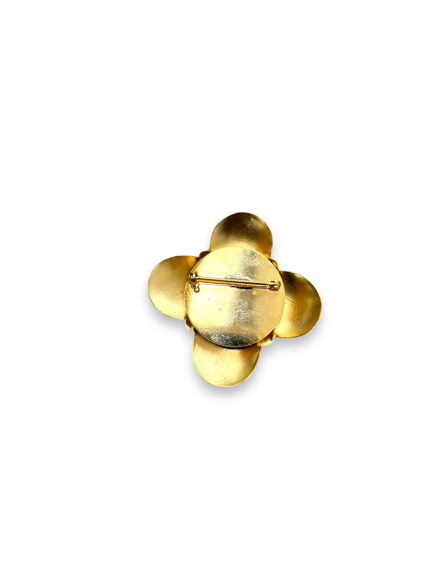 1970s Handmade Gold Clover Brooch