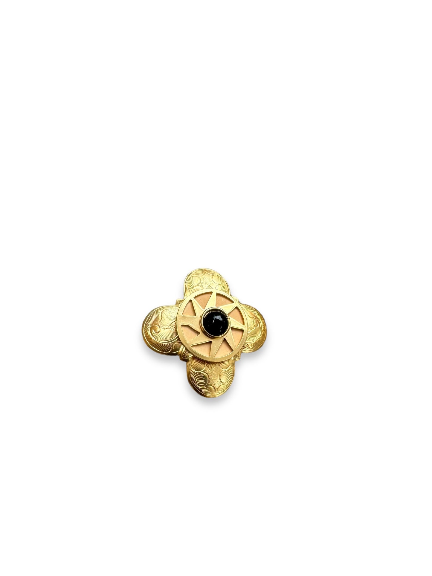 1970s Handmade Gold Clover Brooch