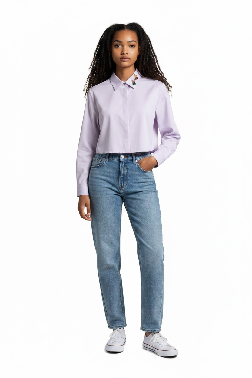 Kameo Edit Calvin Klein Lavender Crop Blouse