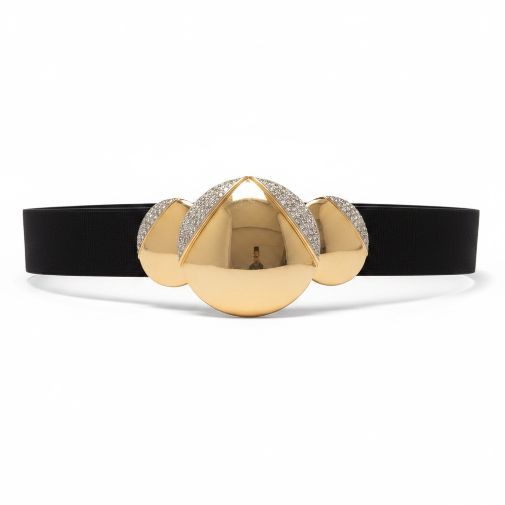 1990s “Alexis Kirk” Circle Diamond Satin Belt