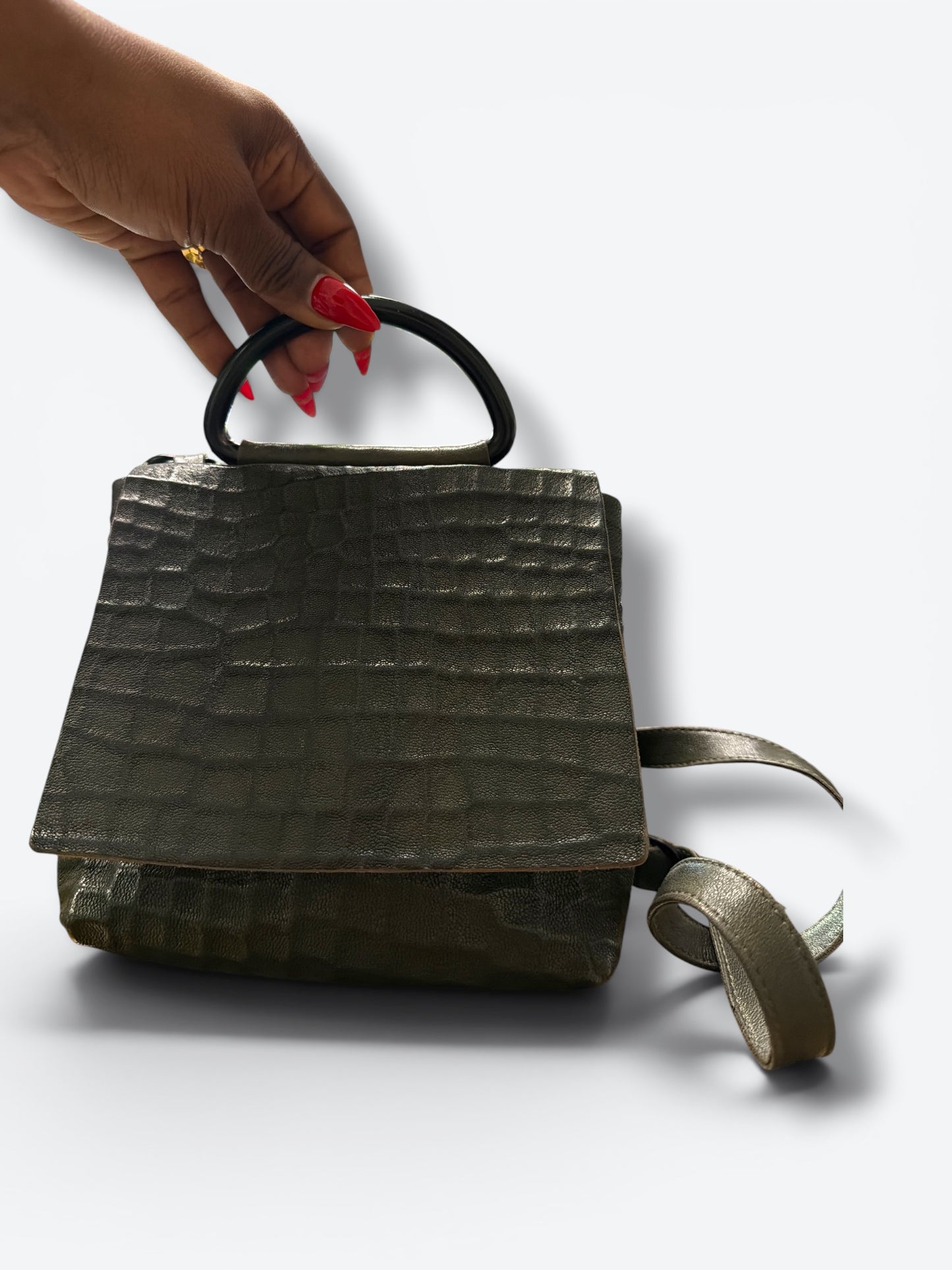 Daniella Lehavi Hunter Green Embossed Crossbody