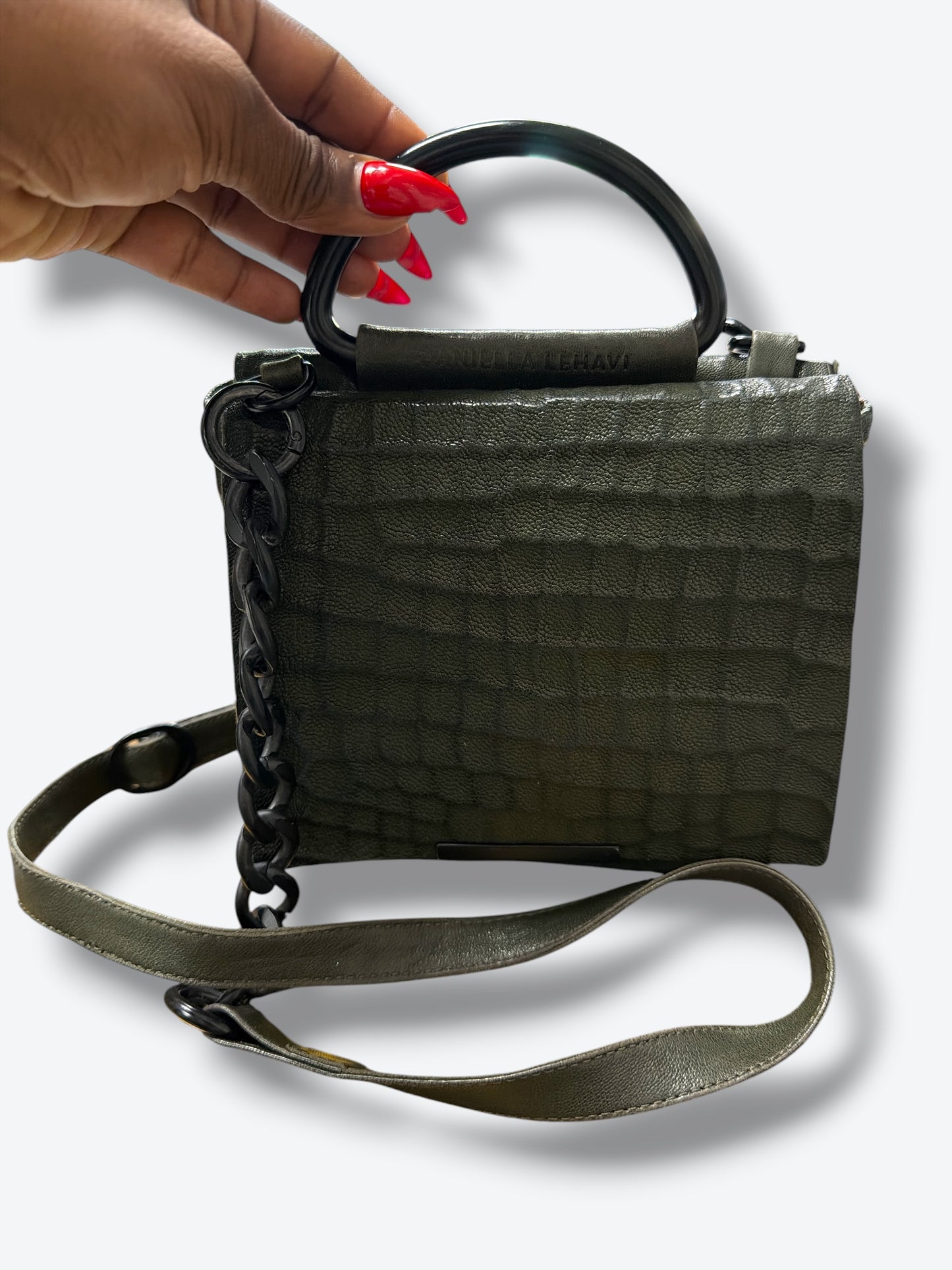 Daniella Lehavi Hunter Green Embossed Crossbody