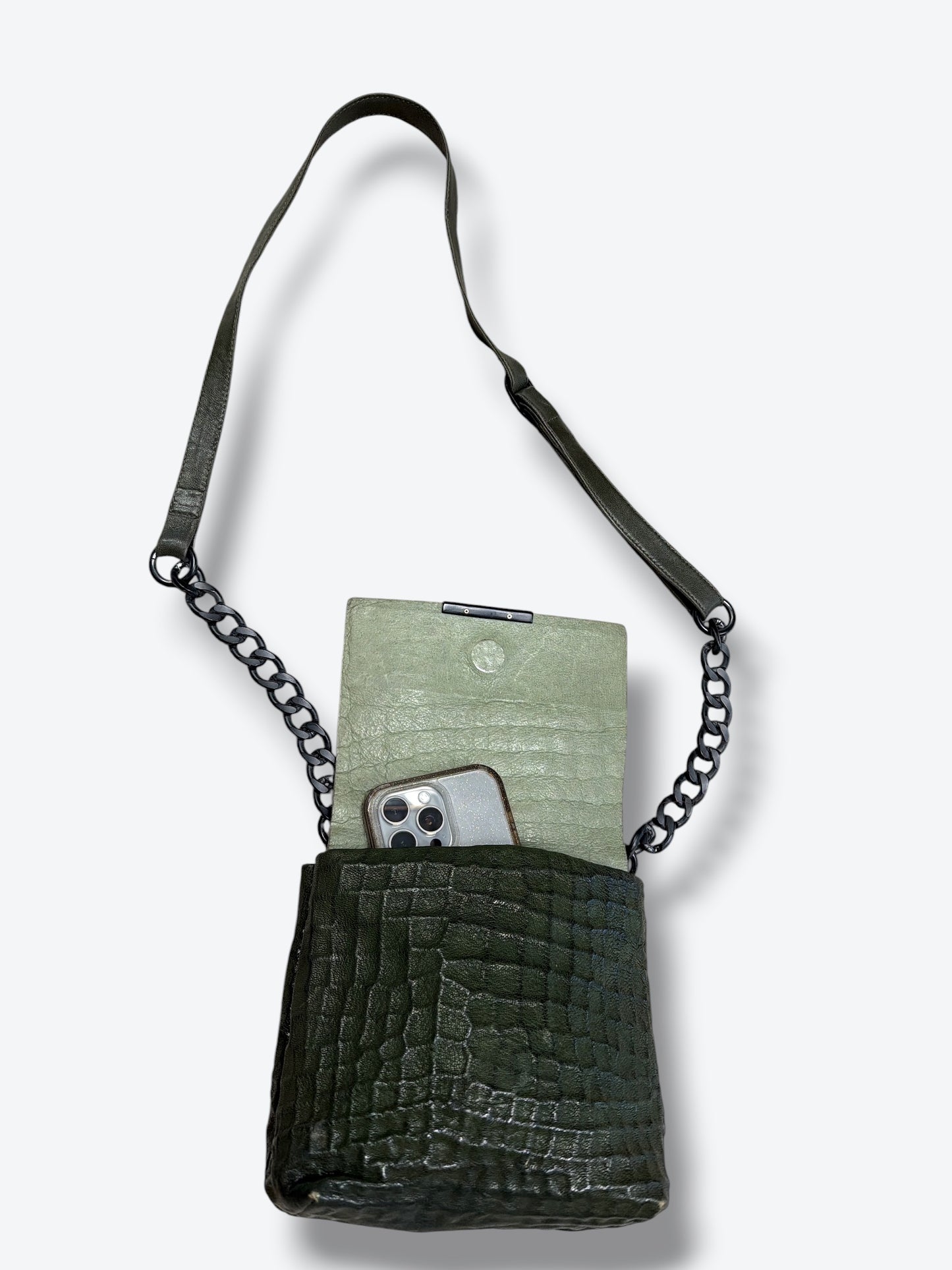 Daniella Lehavi Hunter Green Embossed Crossbody