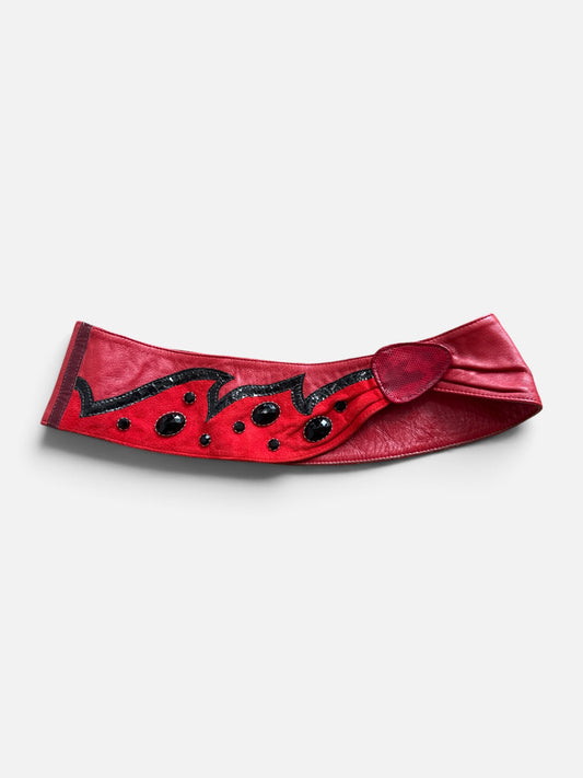 1980s Waldorf Creations Leather Zig Zag Belt (As Is)