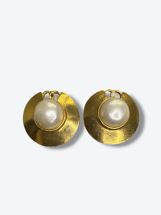 1980s Chanel Gold Disc & Gripoix  “Clip On” Earrings