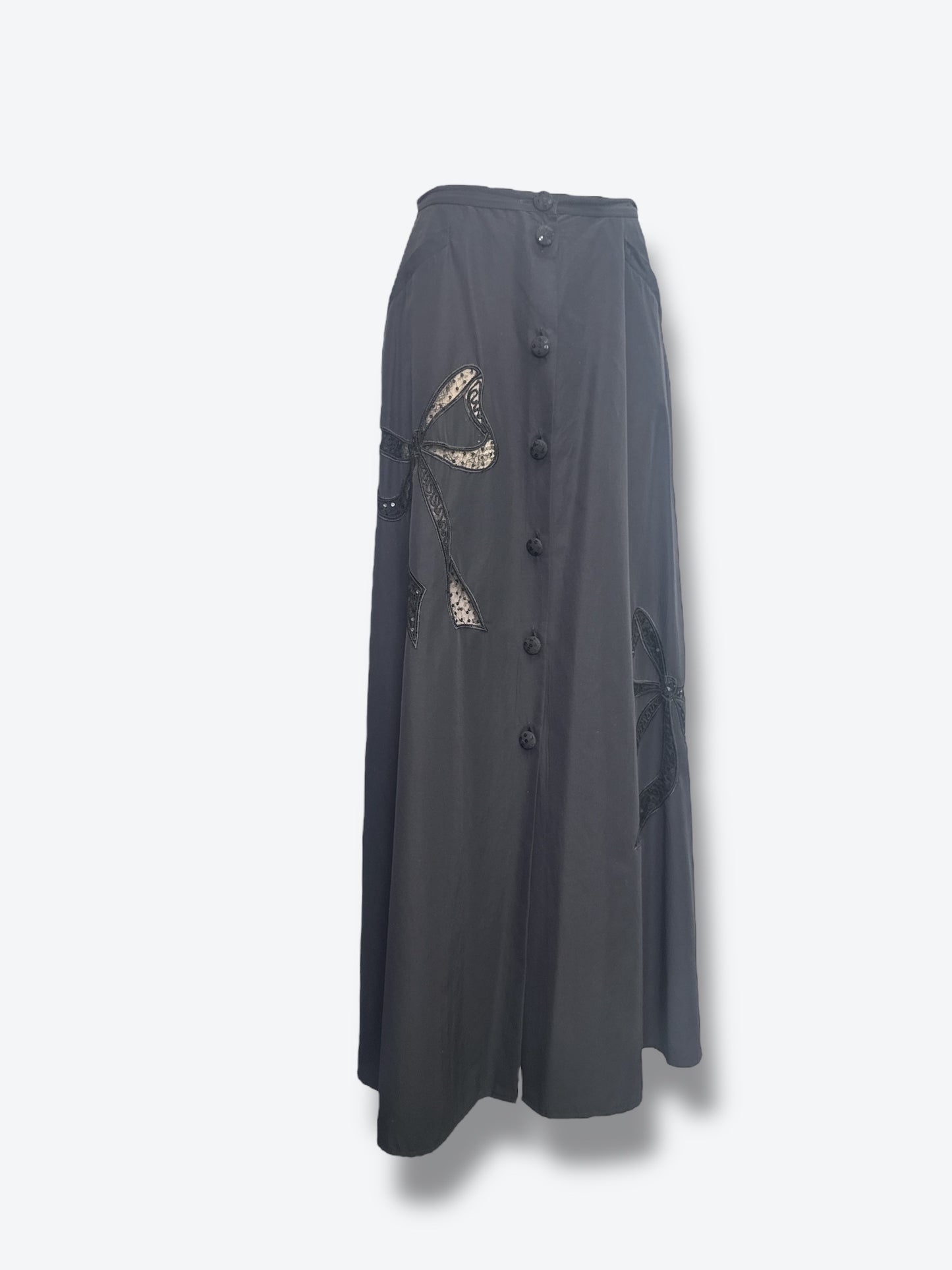 #4. Y2K Blue Marine  A line Ribbon and Lace Button Front Skirt
