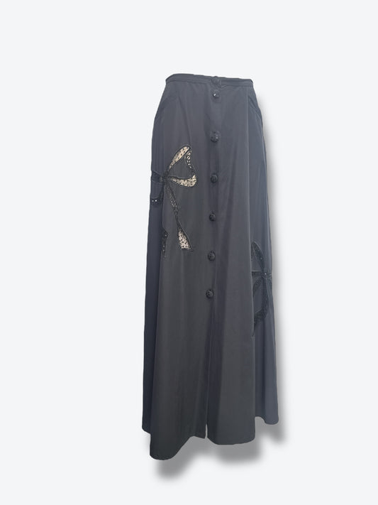 #4. Y2K Blue Marine  A line Ribbon and Lace Button Front Skirt