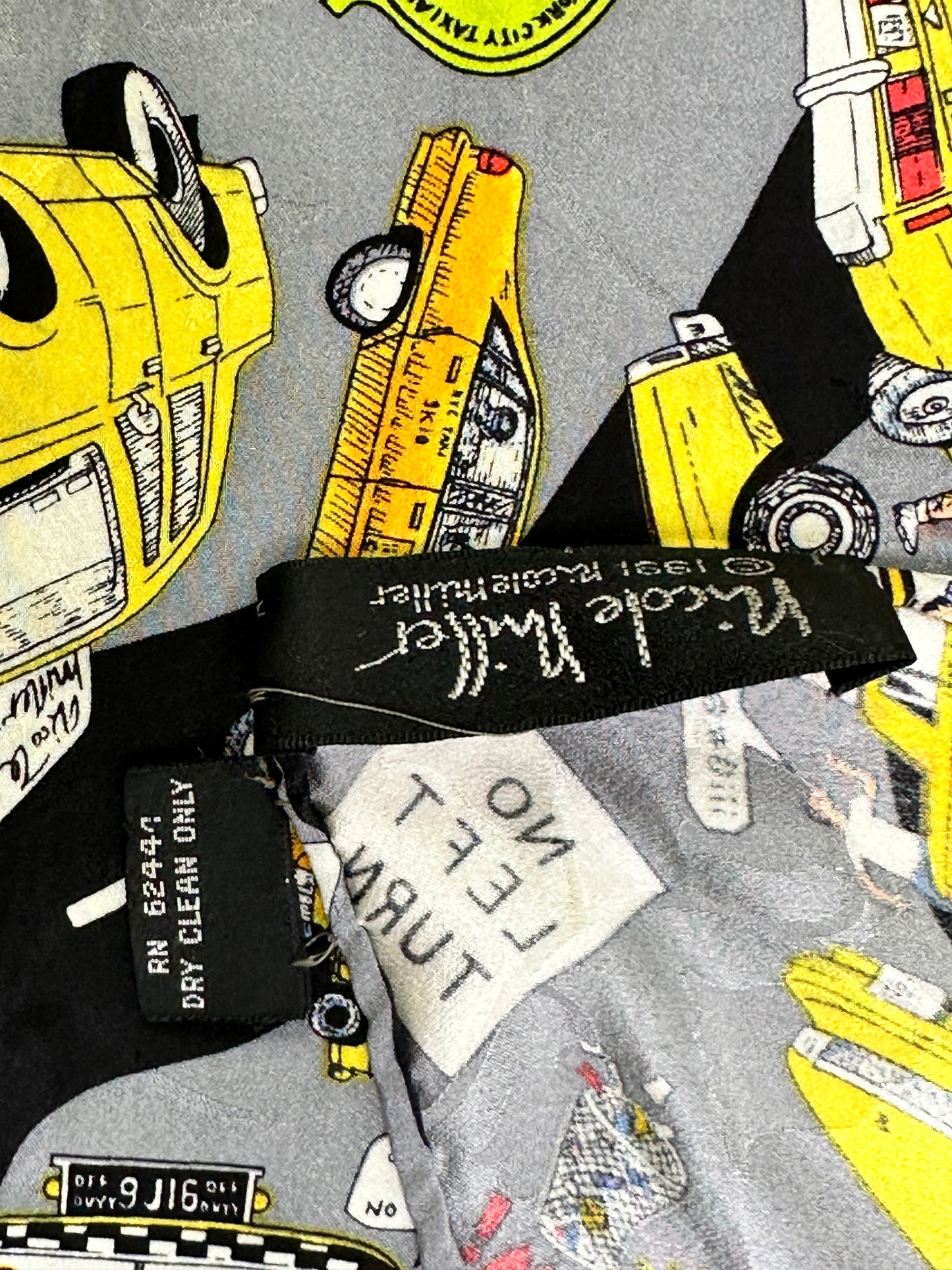 Y2K 42” x 42” Nicole Miller Taxi Silk Scarf