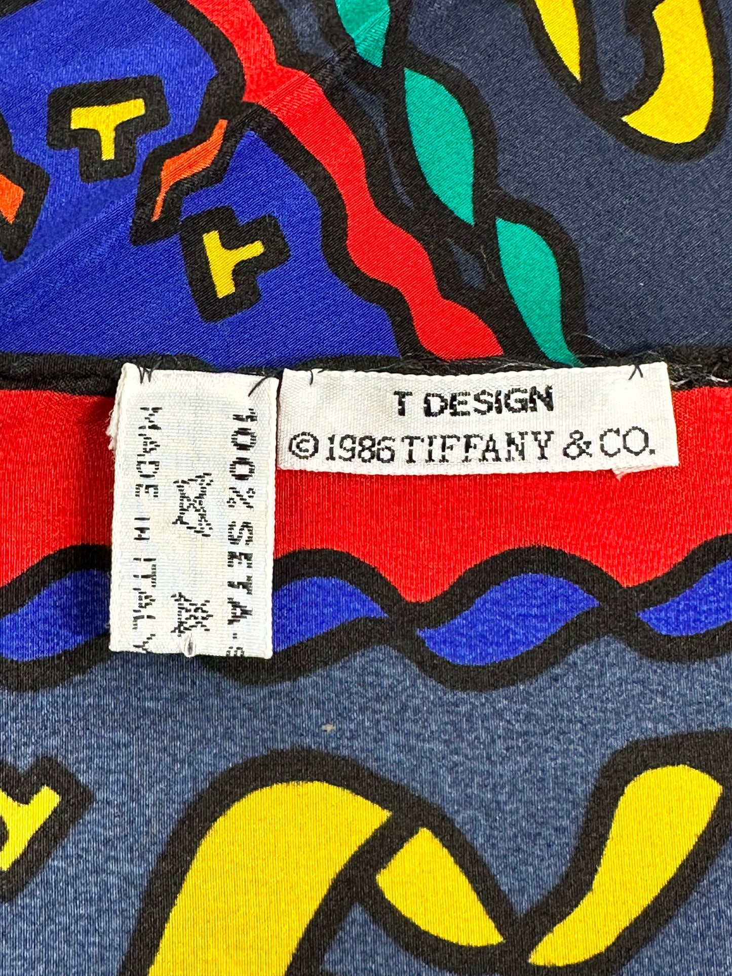 1986 Tiffany's Colorful "Ship Wrecked" Silk Scarf