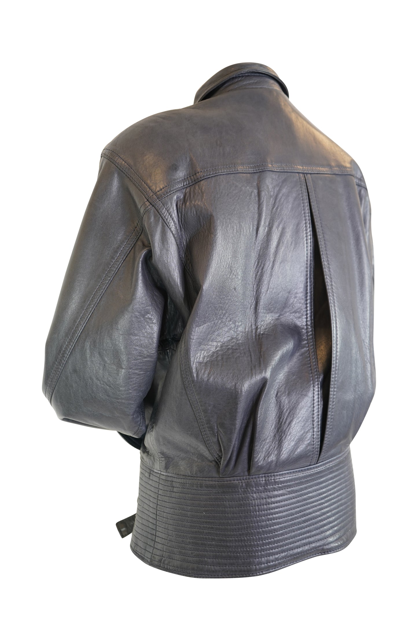 1980s Neto Gray Belted Leather Jacket
