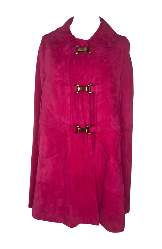 1970s Pink Suede Poncho