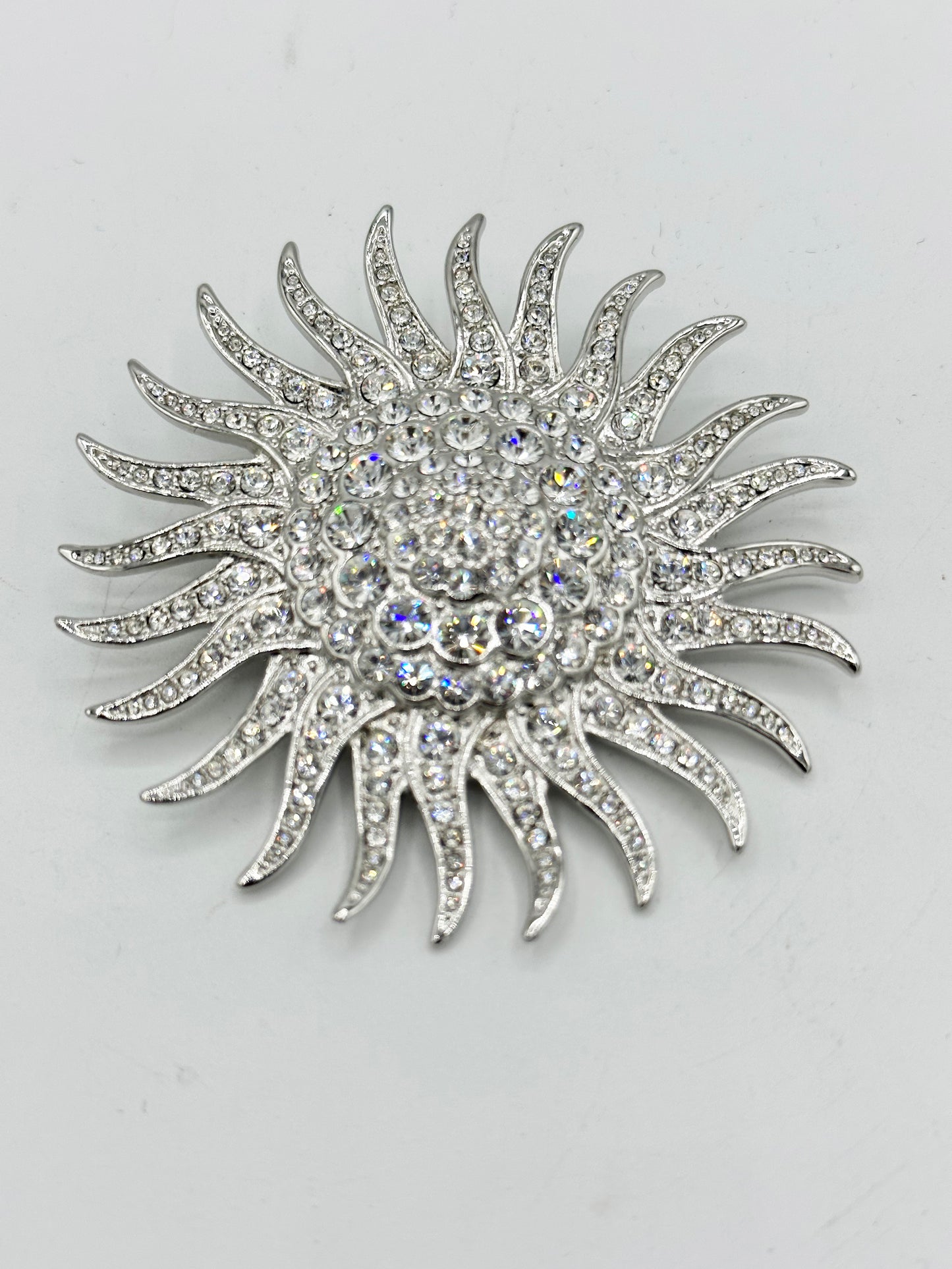 Vintage "JBK" Rhinestone Sun Dial Brooch