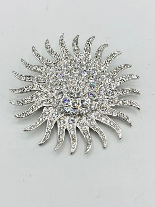 Vintage "JBK" Rhinestone Sun Dial Brooch