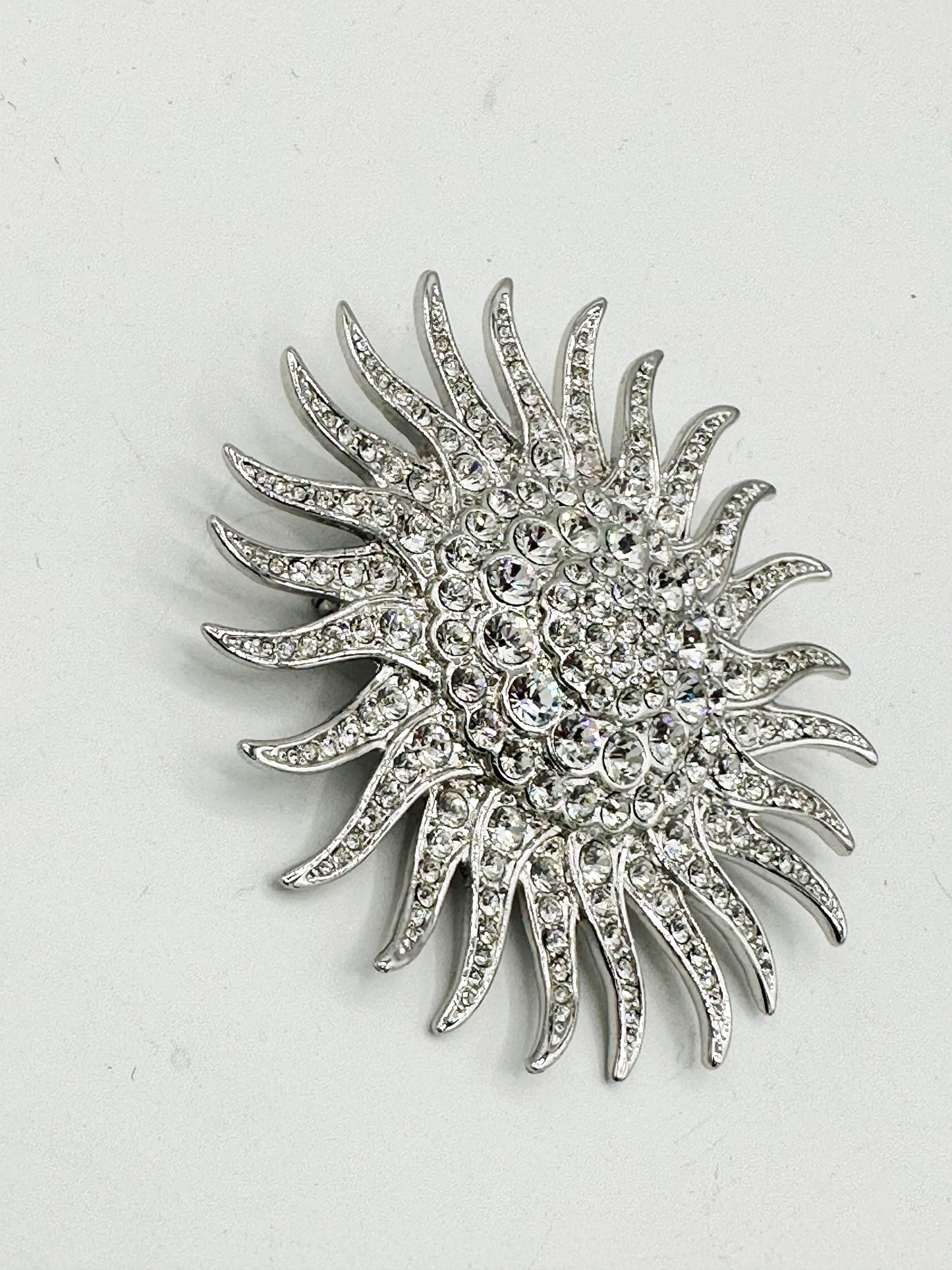 Vintage "JBK" Rhinestone Sun Dial Brooch