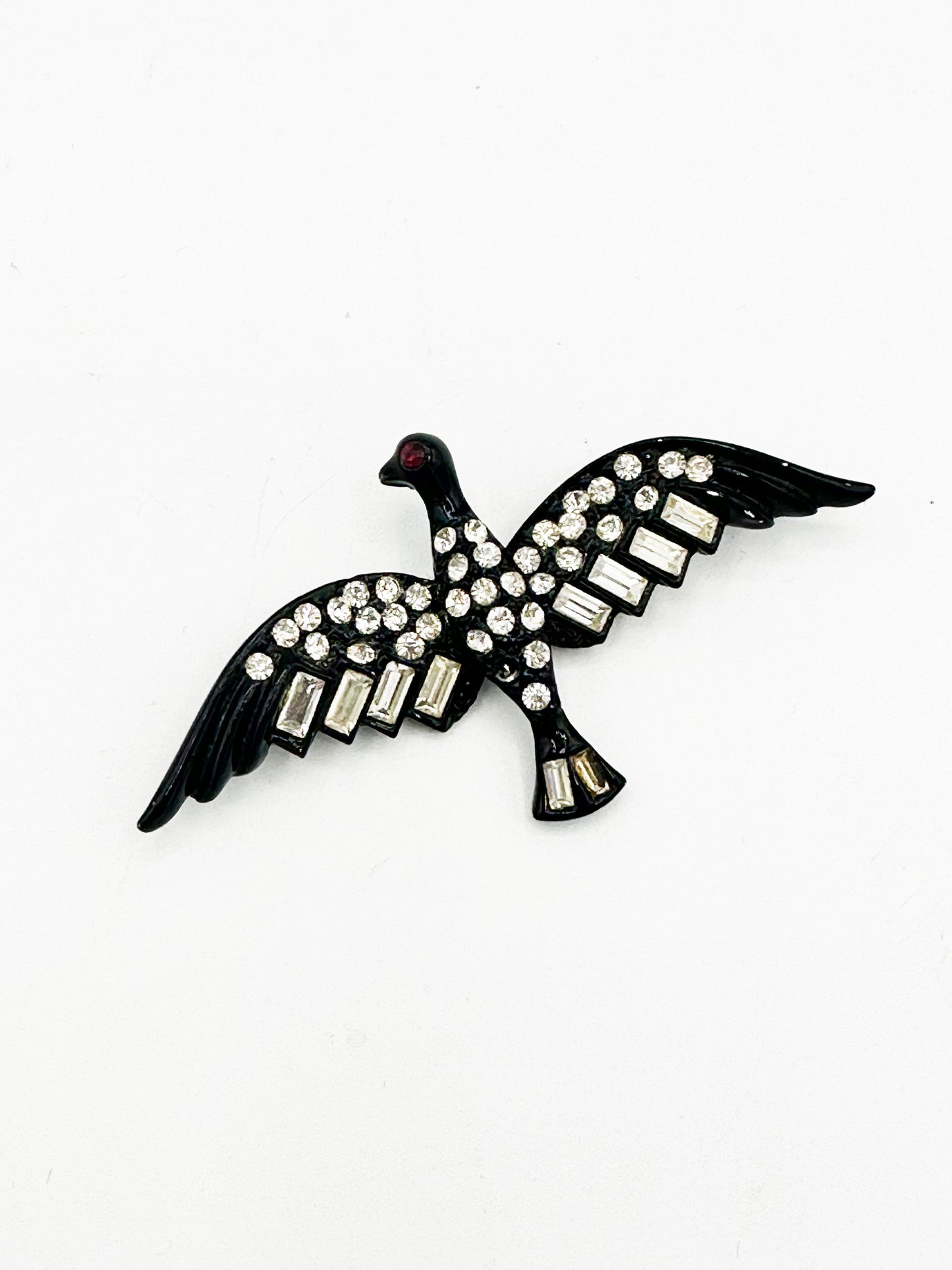 1960's Black Swan + Rhinestone Brooch