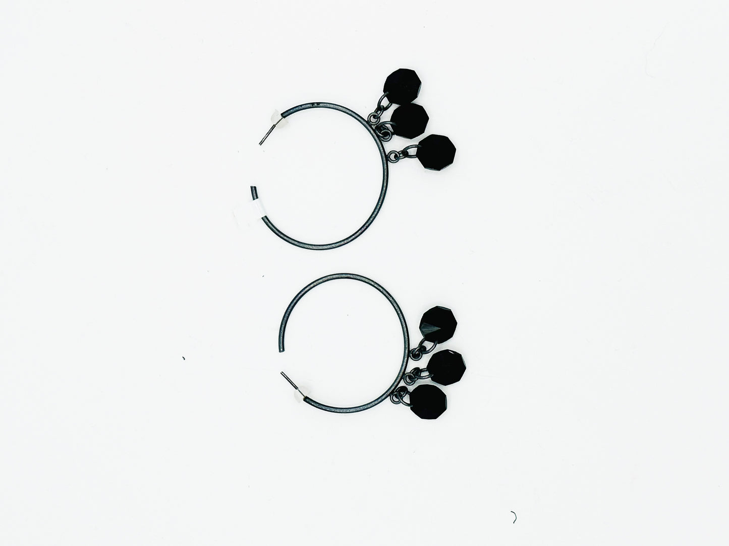 1990's Black Beaded Hoops