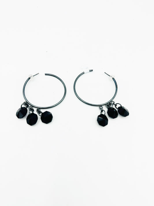 1990's Black Beaded Hoops