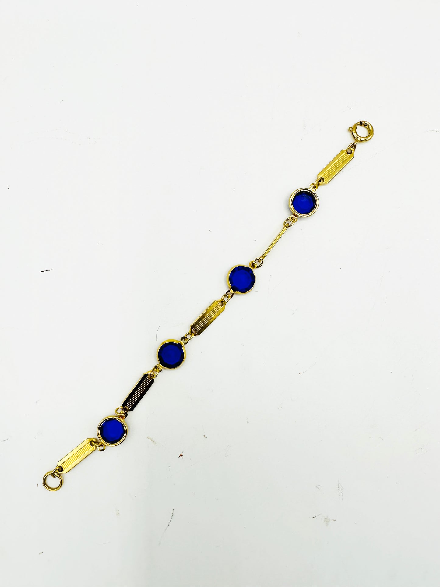 Vintage Gold and Blue Geometric Bracelet