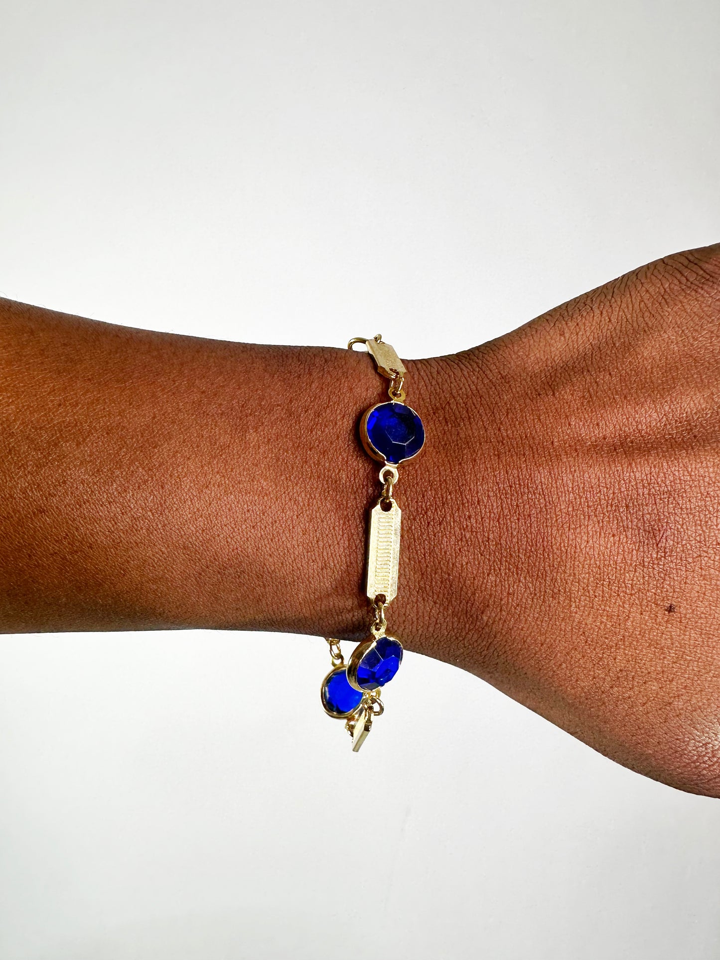 Vintage Gold and Blue Geometric Bracelet