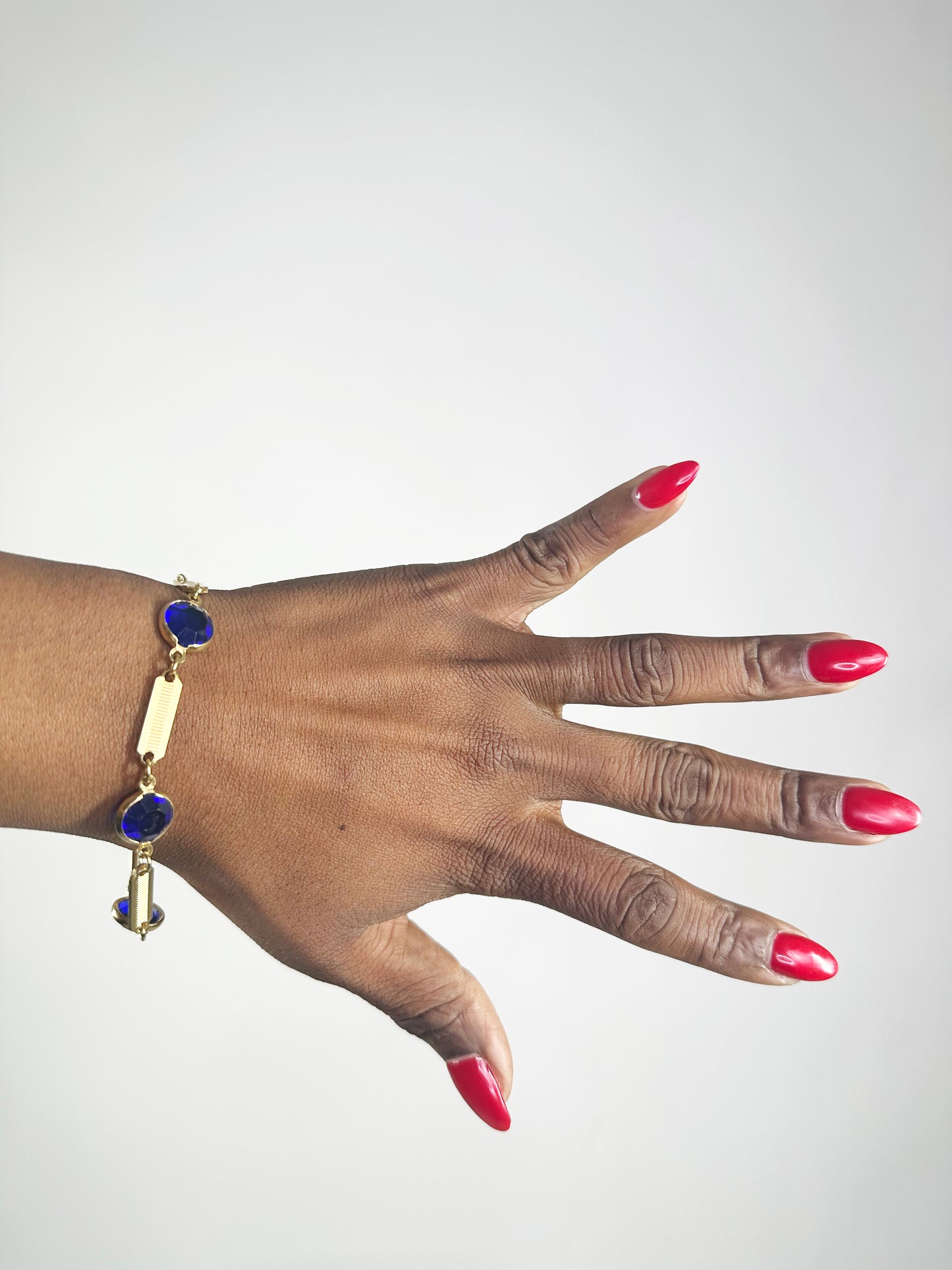 Vintage Gold and Blue Geometric Bracelet