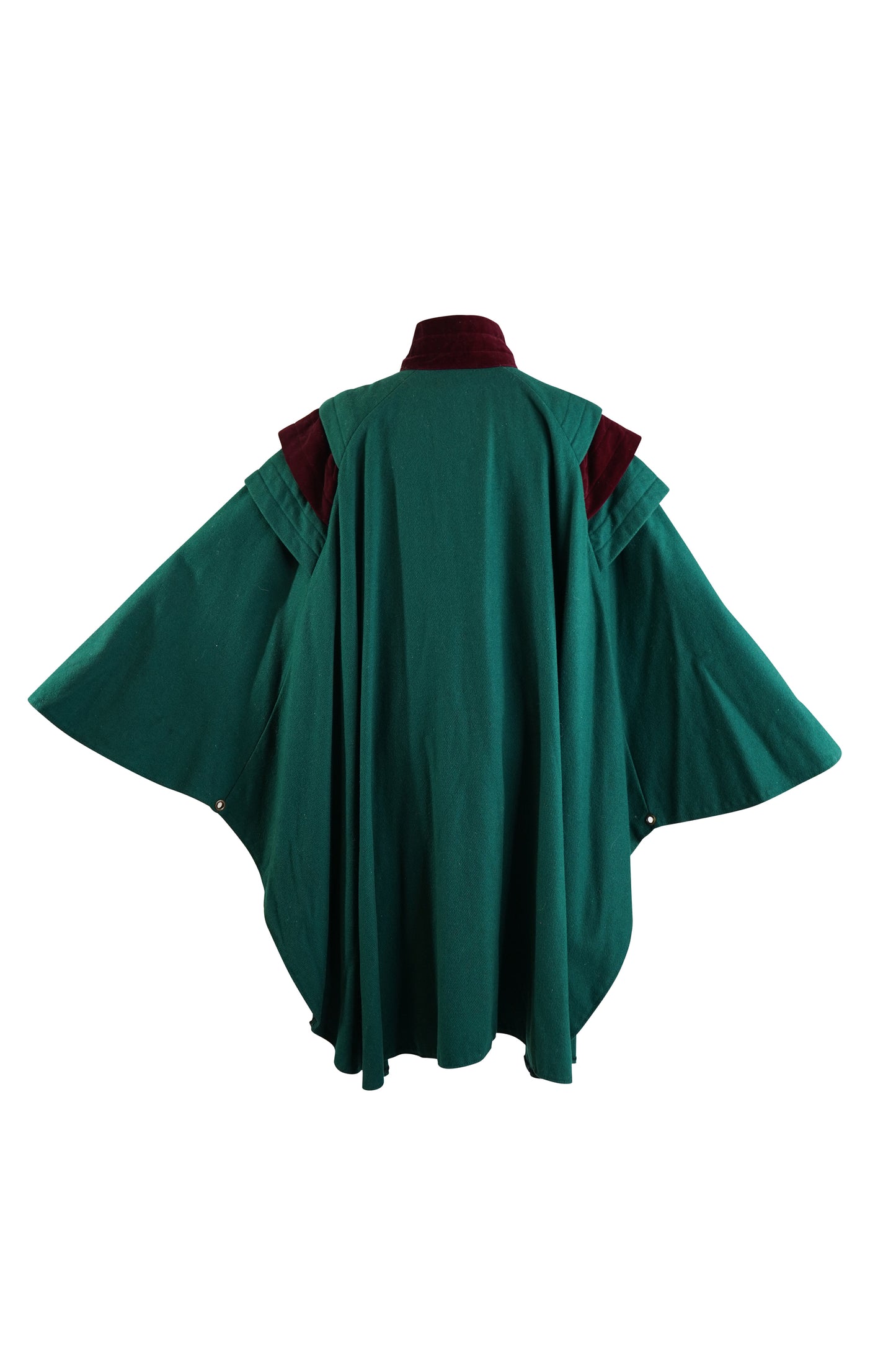 Kameo Green Wool and Velvet Monogram Poncho