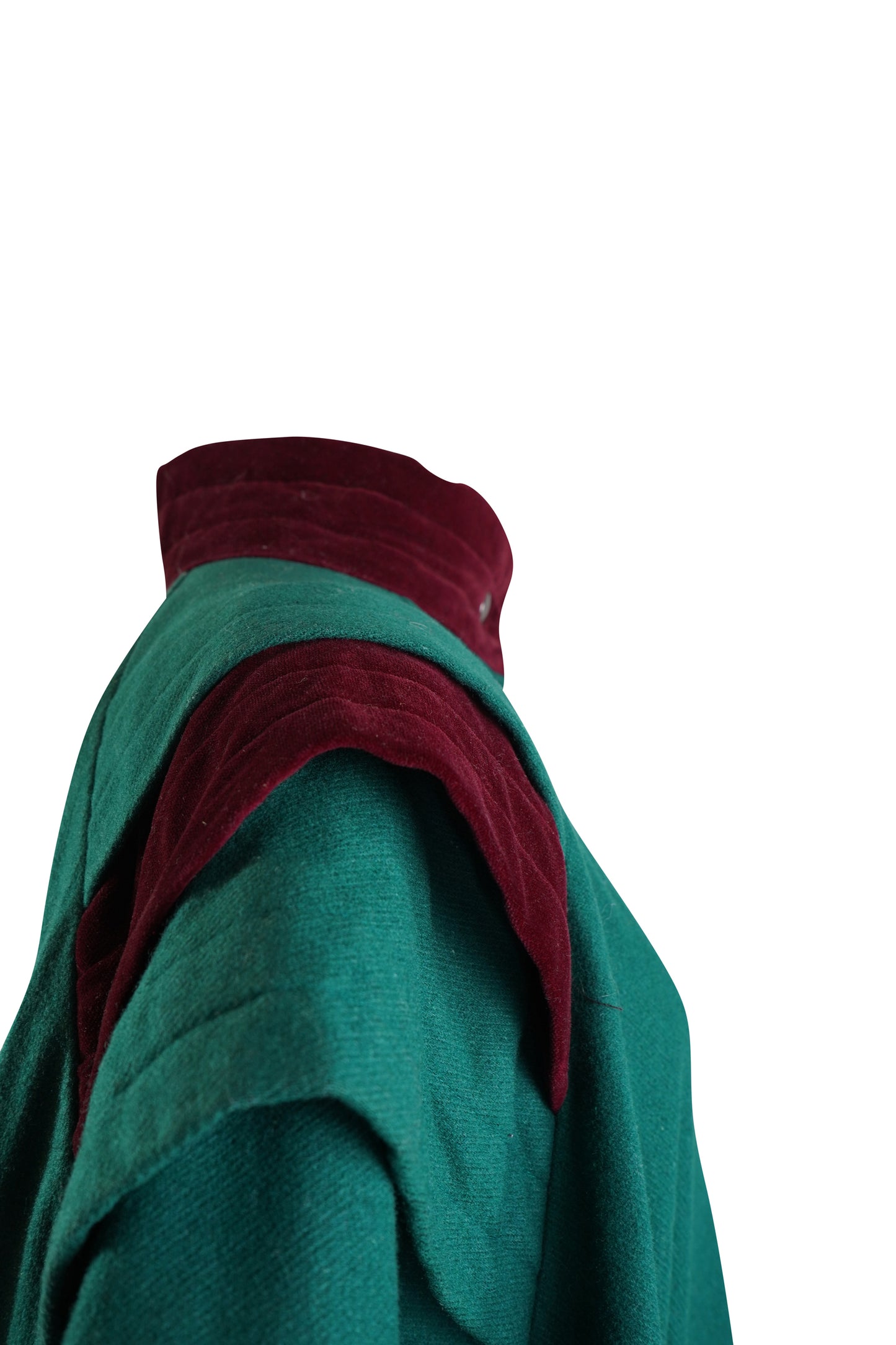 Kameo Green Wool and Velvet Monogram Poncho