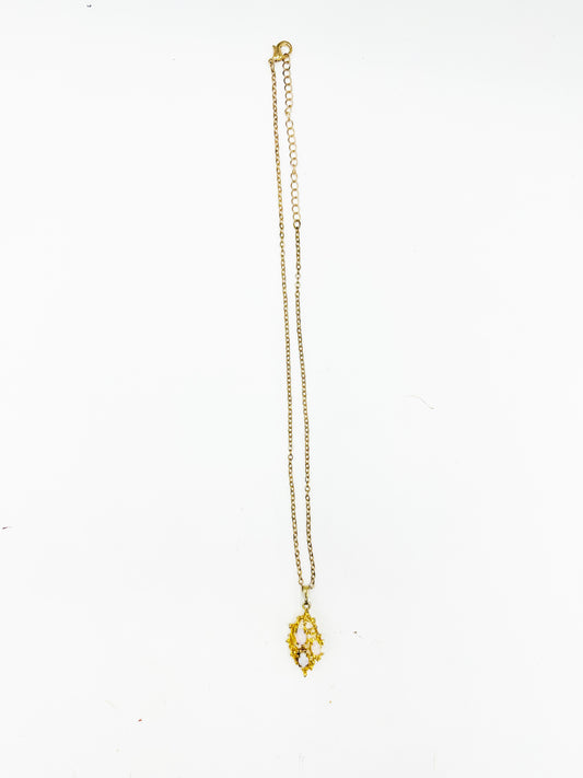 1970s Vintage "Moon Stone" Diamond Charm 9" Strand Necklace