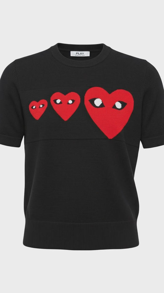 Play Comme Des Garçon 3 Heart Sweater