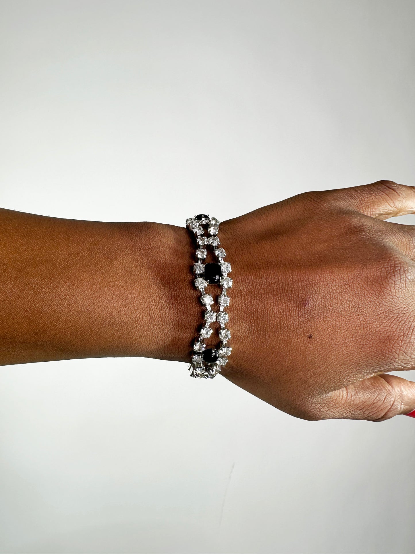 Vintage Black and Rhinestone Bracelet