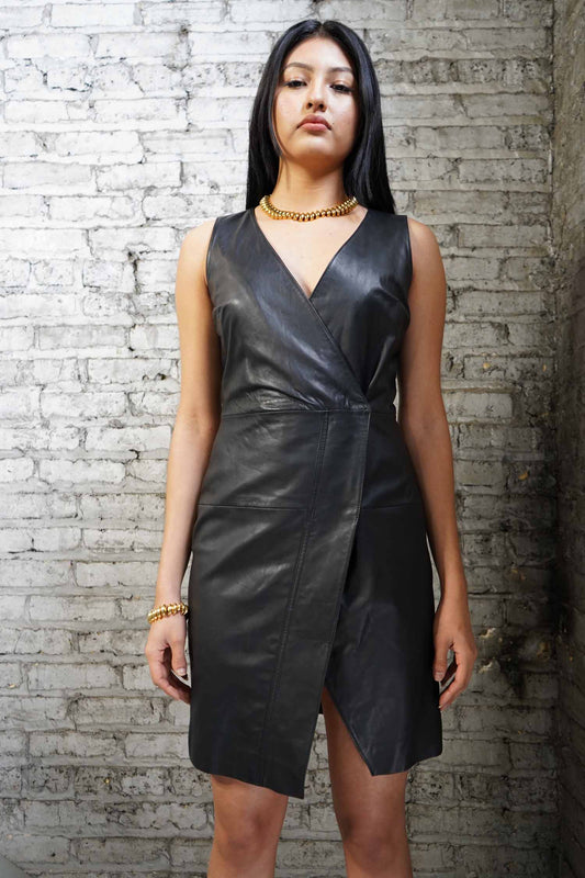 Kameo Asymmetrical Leather Dress