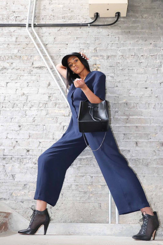 Kameo Merch Navy Cropped Jumpsuit