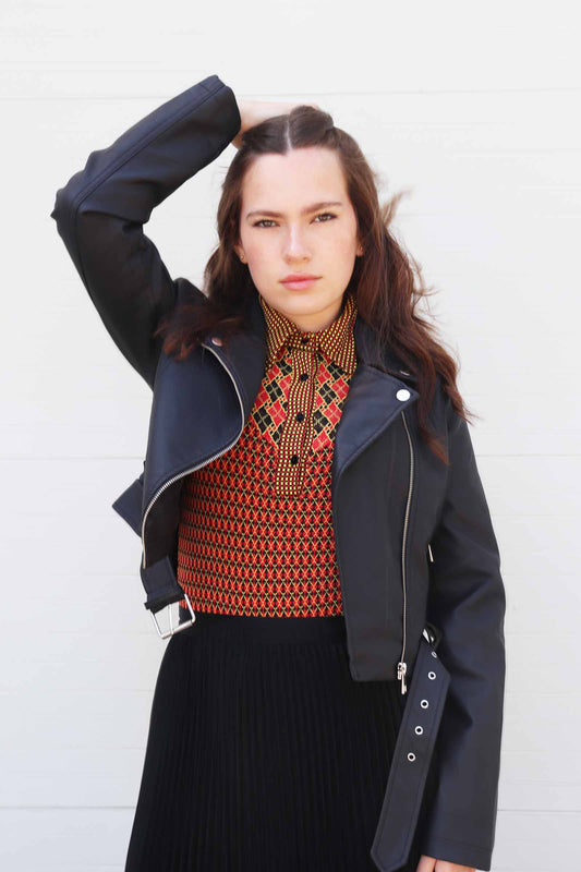 Iconic Kameo Black Moto Crop Jacket