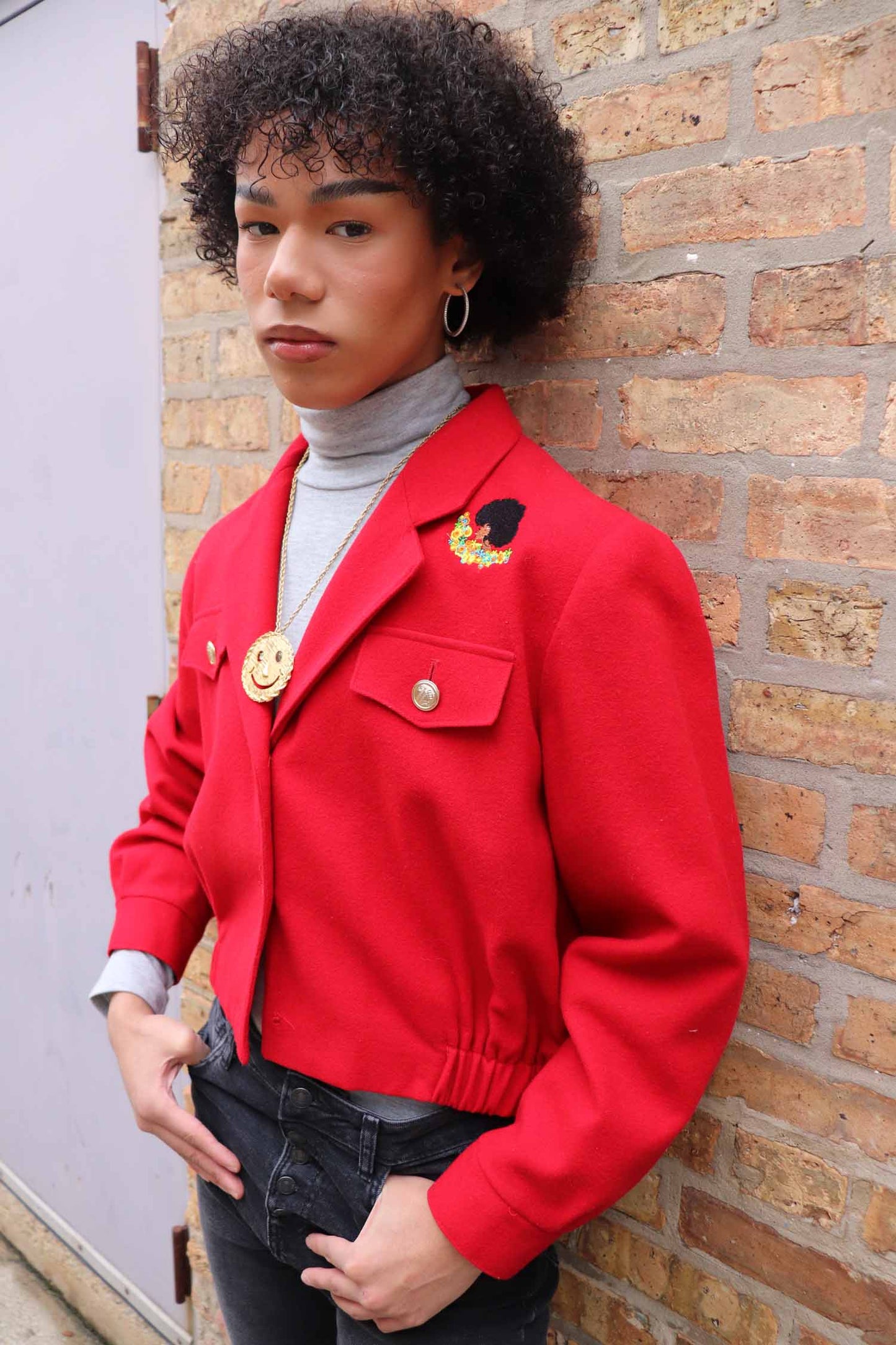Kameo Upcycled Afro Red Cropped Jacket