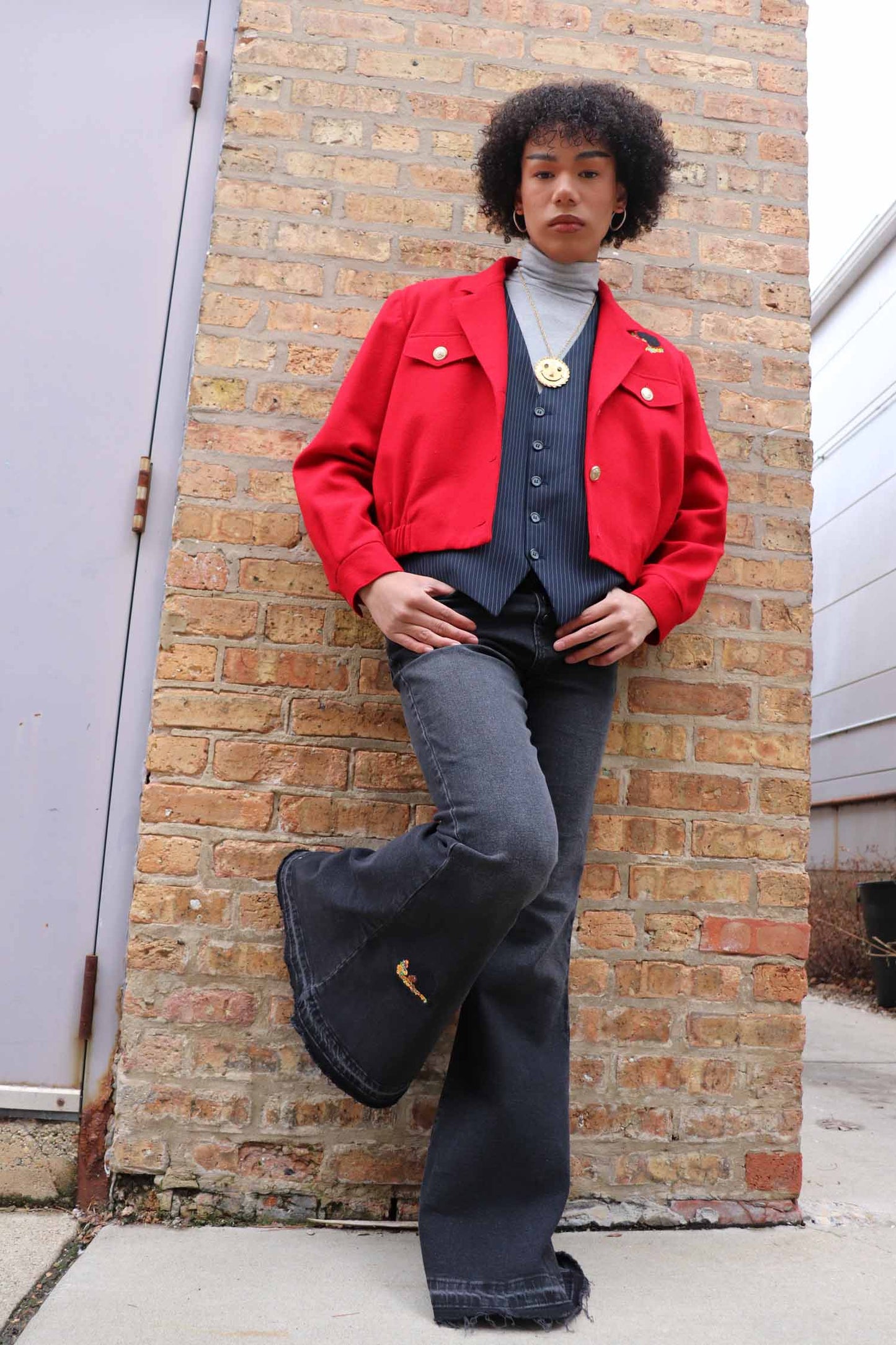 Kameo Upcycled Afro Red Cropped Jacket