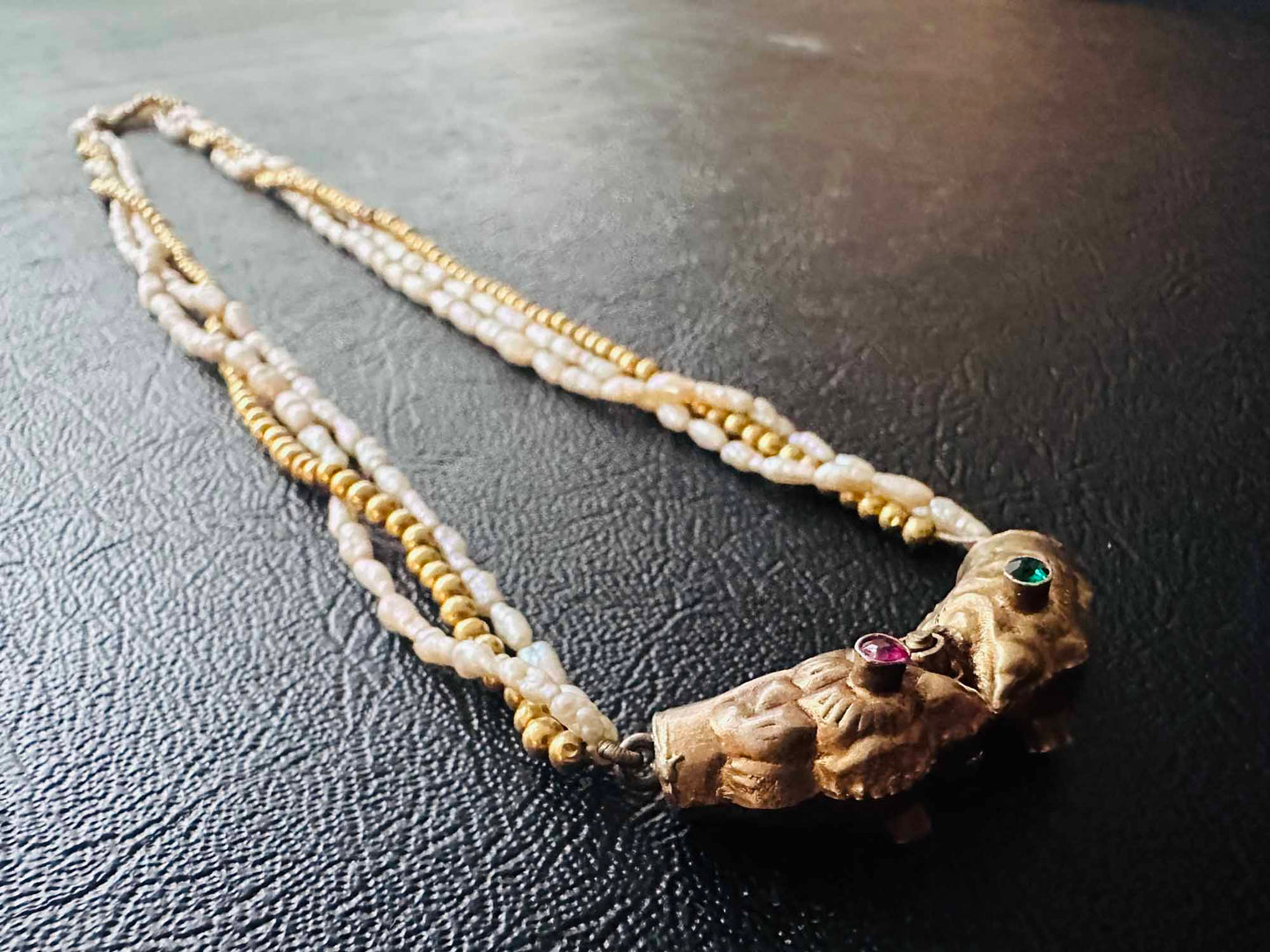 Vintage Snake and Pearl Necklace
